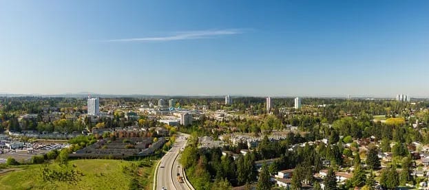 image of buildings and trees and highways